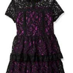 RARE Goth Lolita Purple Black Lace Tiered Dress